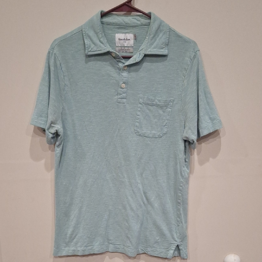 Men's Medium Goodfellow & Co Seafoam Green Short-Sleeve Polo with Chest Pocket